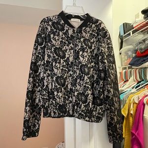 Black and nude lace Akira Bomber Jacket
